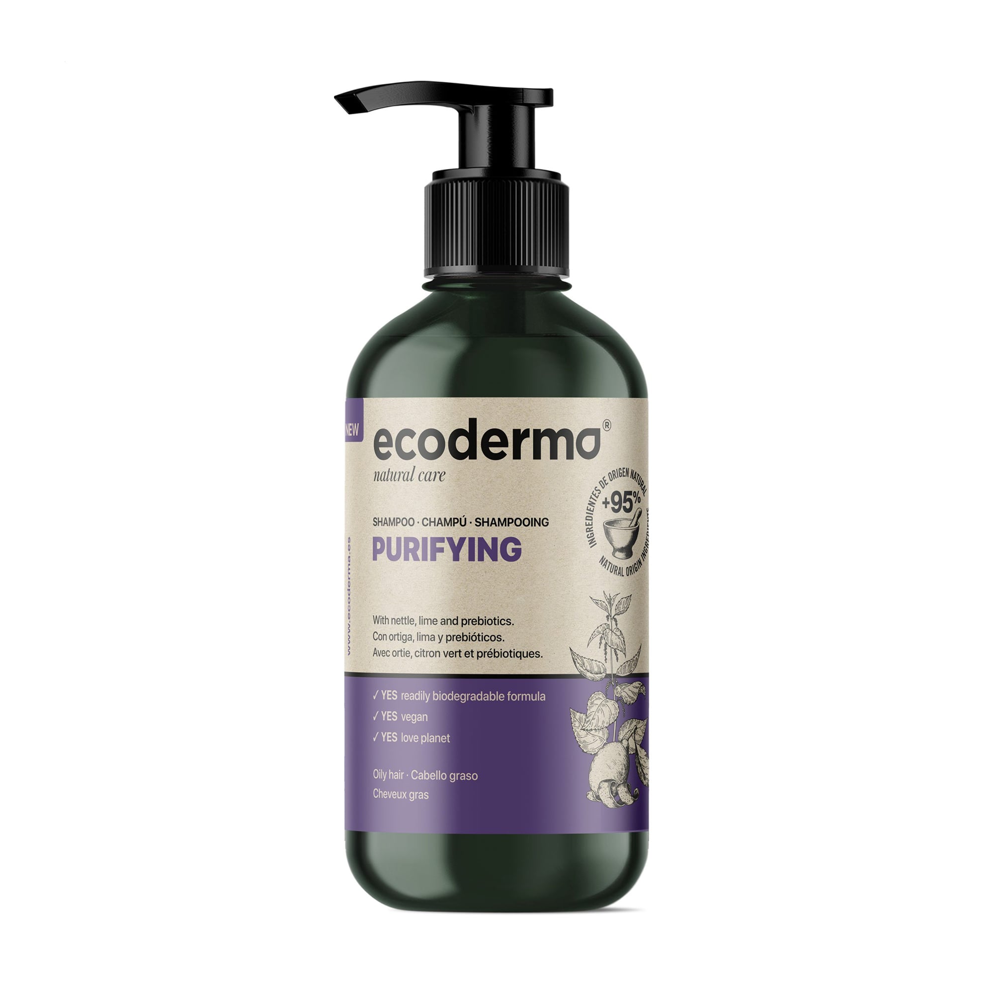 Шампунь Ecoderma Purifying Shampoo для глибокого очищення жирного волосся, 500 мл